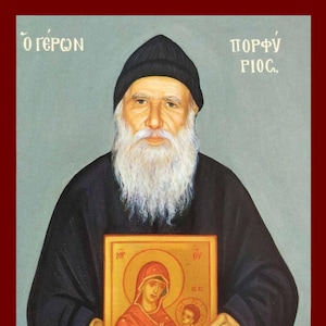 Saint Porphyrios - Greek Orthodox Catholic Christian Byzantine wooden  icon