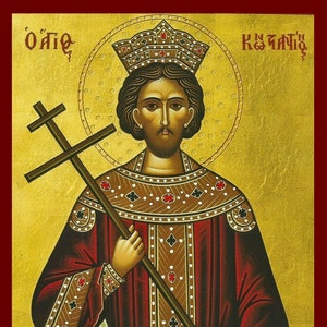 Saint Constantine- Greek Orthodox Catholic Christian Byzantine wooden icon