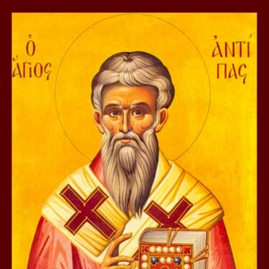 Saint Antipas  - Greek Orthodox Catholic Christian Byzantine wooden icon