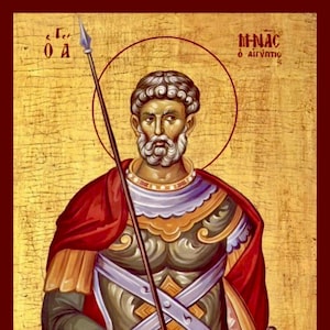 Saint Menas- Greek Orthodox Catholic Christian  Byzantine wooden icon