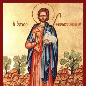 Saint Themistocles- Greek Orthodox Catholic Christian  Byzantine wooden icon