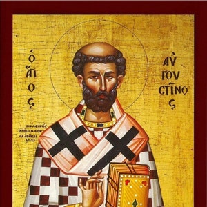 Saint Augustine- Greek Orthodox Catholic Christian Byzantine wooden icon