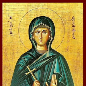Saint Eugenia- Greek Orthodox Catholic Christian Byzantine wooden icon