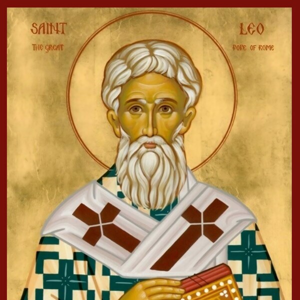 Saint Leo - Orthodox Catholic Christian Byzantine  wooden icon