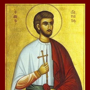 Saint Stamatios- Greek Orthodox Catholic Christian  Byzantine wooden  icon