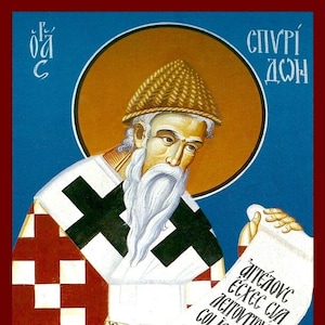 Saint Spyridon -  Greek Orthodox Catholic Byzantine Christian wooden icon