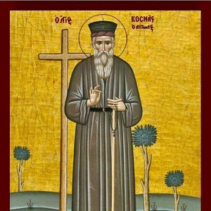 Saint Cosmas of Aetolia- Greek Orthodox Catholic Christian Byzantine wooden icon