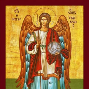 Archangel Michael -  Greek Orthodox Catholic Christian Byzantine wooden icon