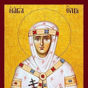 Saint Olga - Greek Orthodox Catholic Christian Byzantine wooden icon