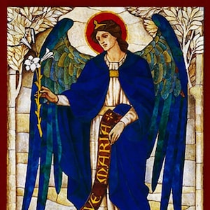 Archangel Gabriel - Saint Gabriel -  Handmade Orthodox Catholic Christian wooden icon
