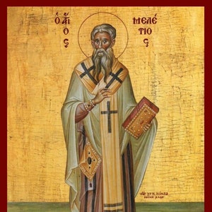 Saint Meletios- Greek Orthodox Catholic Christian Byzantine wooden icon