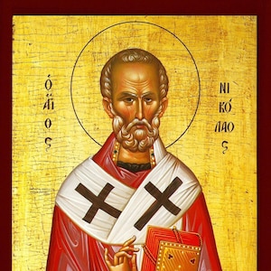 Saint Nicholas- Greek Orthodox Catholic Christian Byzantine wooden icon