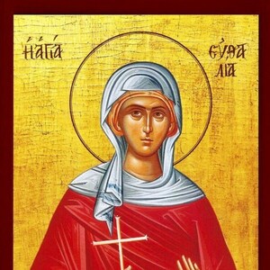Saint Euthalia- Greek Orthodox Catholic Christian Byzantine wooden icon