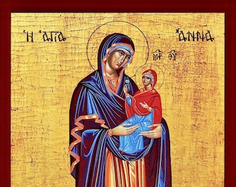 Saint Anna- Greek Orthodox Catholic Christian Byzantine wooden icon