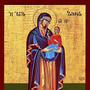 Saint Anna- Greek Orthodox Catholic Christian Byzantine wooden icon