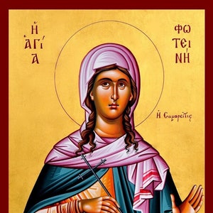 Saint Photini - Greek Orthodox Catholic Christian Byzantine wooden icon