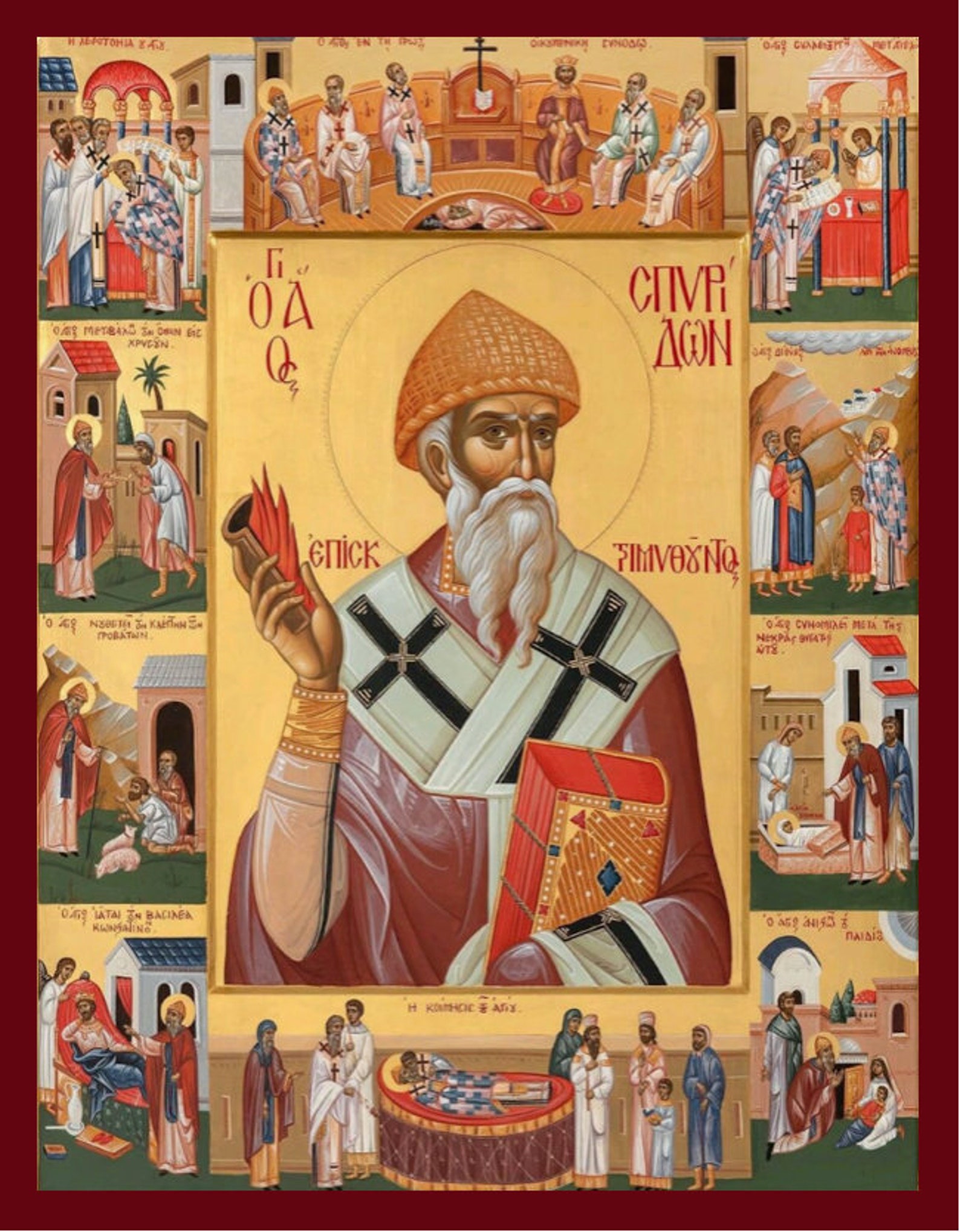 Saint Spyridon - Greek Orthodox Catholic Byzantine Christian Wooden ...