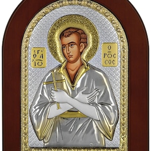 Saint Jean le Russe - Grec orthodoxe catholique chrétien byzantin-icône en argent