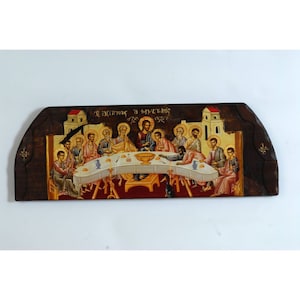 The Last Supper - Greek Orthodox Catholic Christian Byzantine wooden icon