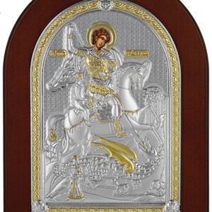 Saint George- Greek Orthodox Catholic Christian Byzantine Silver Icon
