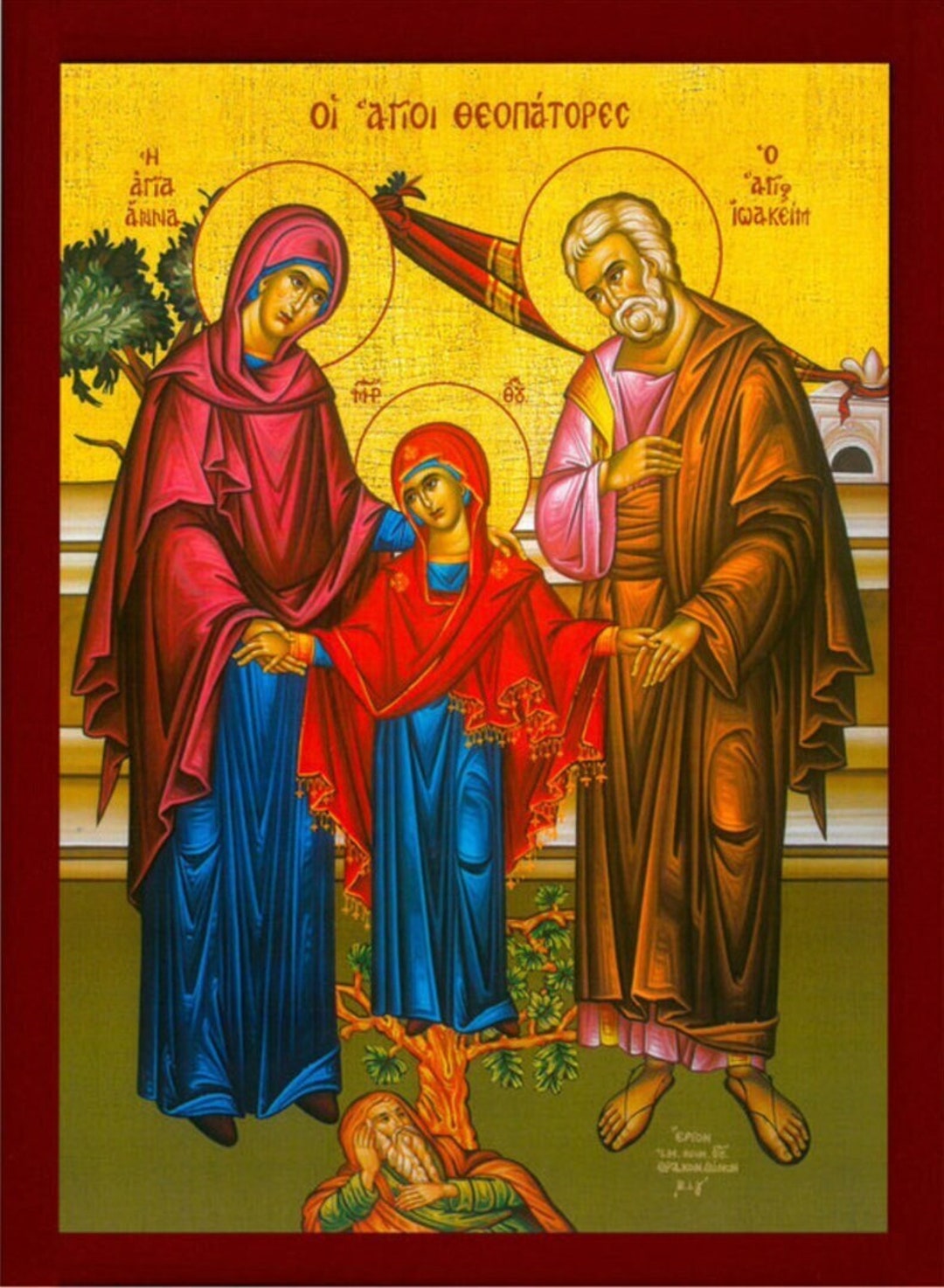 Saints Joachim and Anna With Blessed Virgin Mary Greek Orthodox Catholic Christian Byzantine