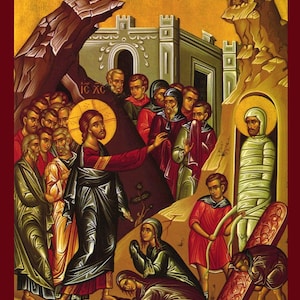 Raising of Lazarus- St Lazarus - Greek Orthodox Catholic Christian  Byzantine wooden icon