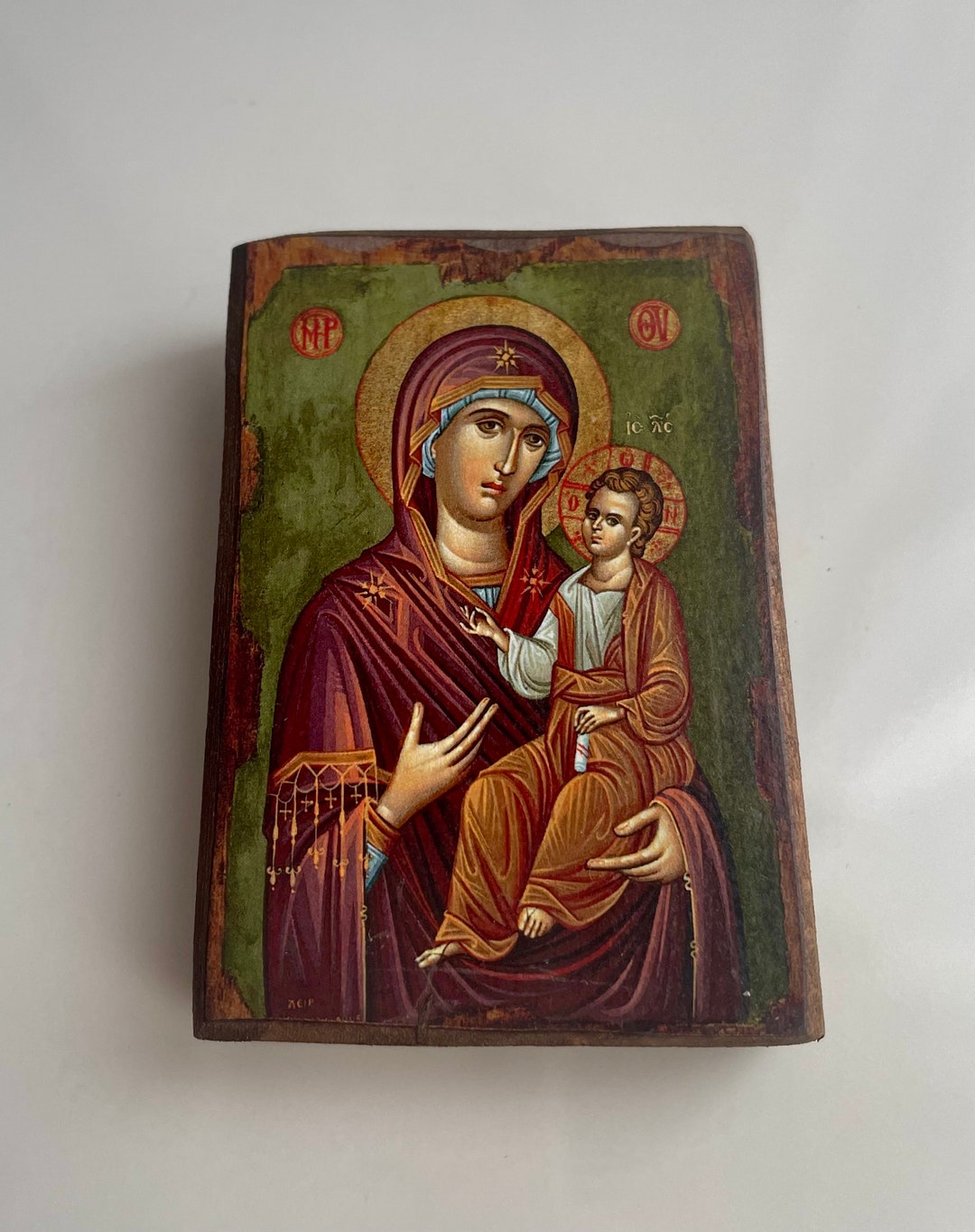 Orthodox Catholic Christian Wooden Icon of Virgin Mary With Jesus ...