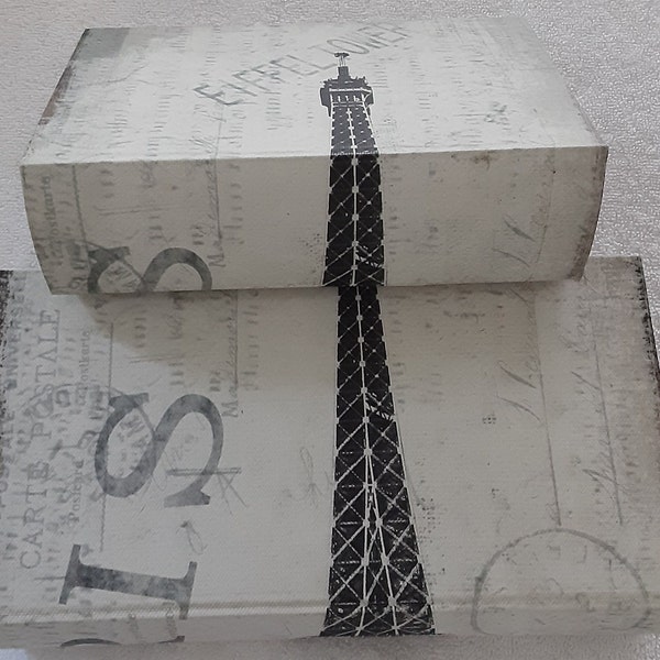 PARIS EIFFEL TOWER Wood Jewelry Box 8in W 6in W