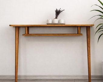 Handcrafted Solid Wood Console Table, Mid Century Modern Entryway Furniture