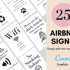 Pakiet znaków Airbnb, 25 znaków Airbnb, oznakowanie Airbnb, powitanie Airbnb, znak Wi-Fi, zasady domu, wymeldowanie, znaki domów do wynajęcia, szablon Airbnb