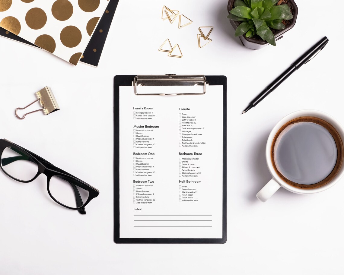 Airbnb Stocklist and Cleaning Checklist Bundle, Airbnb Cleaning List, Airbnb Inventory Checklist