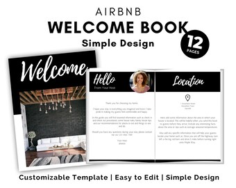 Libro di benvenuto Airbnb nero / Modello Airbnb / Guida Airbnb / Libro degli ospiti Airbnb / Guida per gli ospiti della casa vacanza / Città di Airbnb / Cartelli