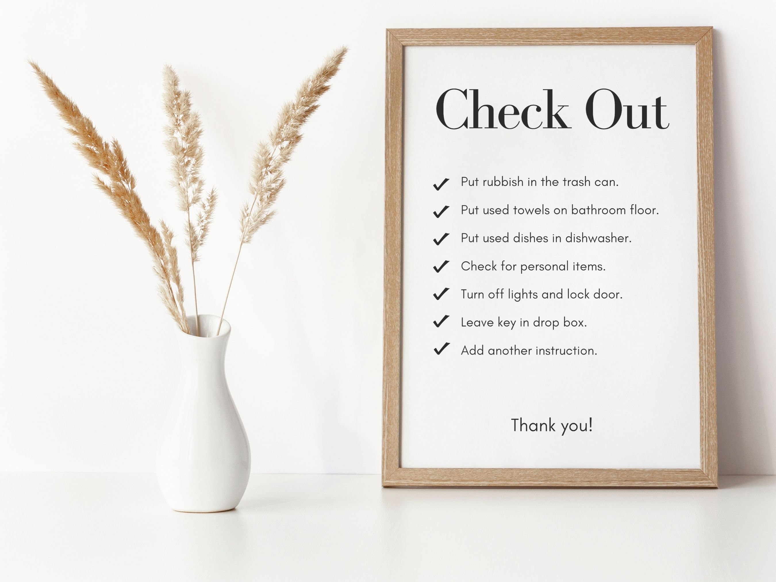 Airbnb Check Out Sign Template, Airbnb Check Out List, Airbnb Guest