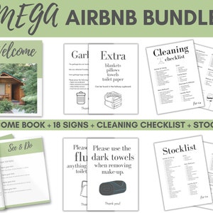 MEGA Airbnb  Bundle | Airbnb Welcome Book | 18 Airbnb Signs | Cleaning Checklist | Airbnb Stocklist | Airbnb Templates | Airbnb Host Pack
