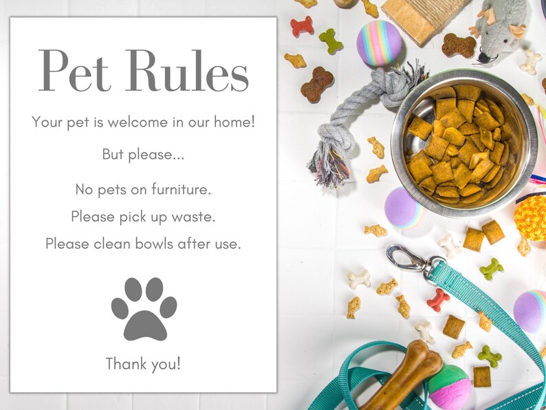 Airbnb Pet Rules Sign Template, Editable Airbnb Pet Sign, Airbnb Rules