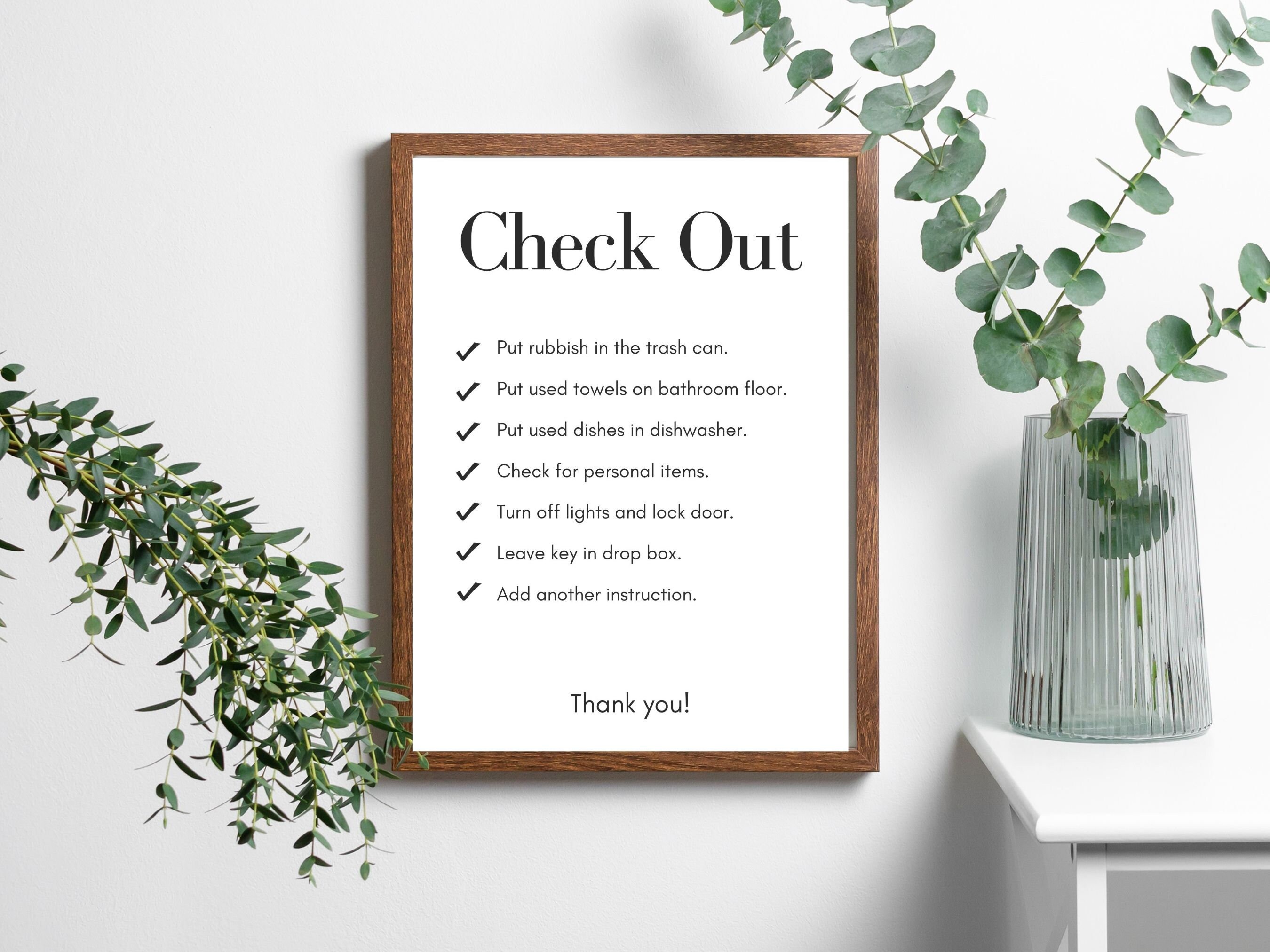 Airbnb Check Out Sign Template, Airbnb Check Out List, Airbnb Guest