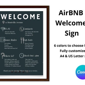 Airbnb Welcome Sign | Airbnb Template | Vacation Rental Printable | Airbnb Sign | Guest Poster | House Rules | Wifi | Guest Sign