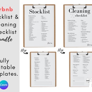 Airbnb Stocklist and Cleaning Checklist Bundle, Airbnb Cleaning List, Airbnb Inventory Checklist, Airbnb Planner, Airbnb Forms, Templates