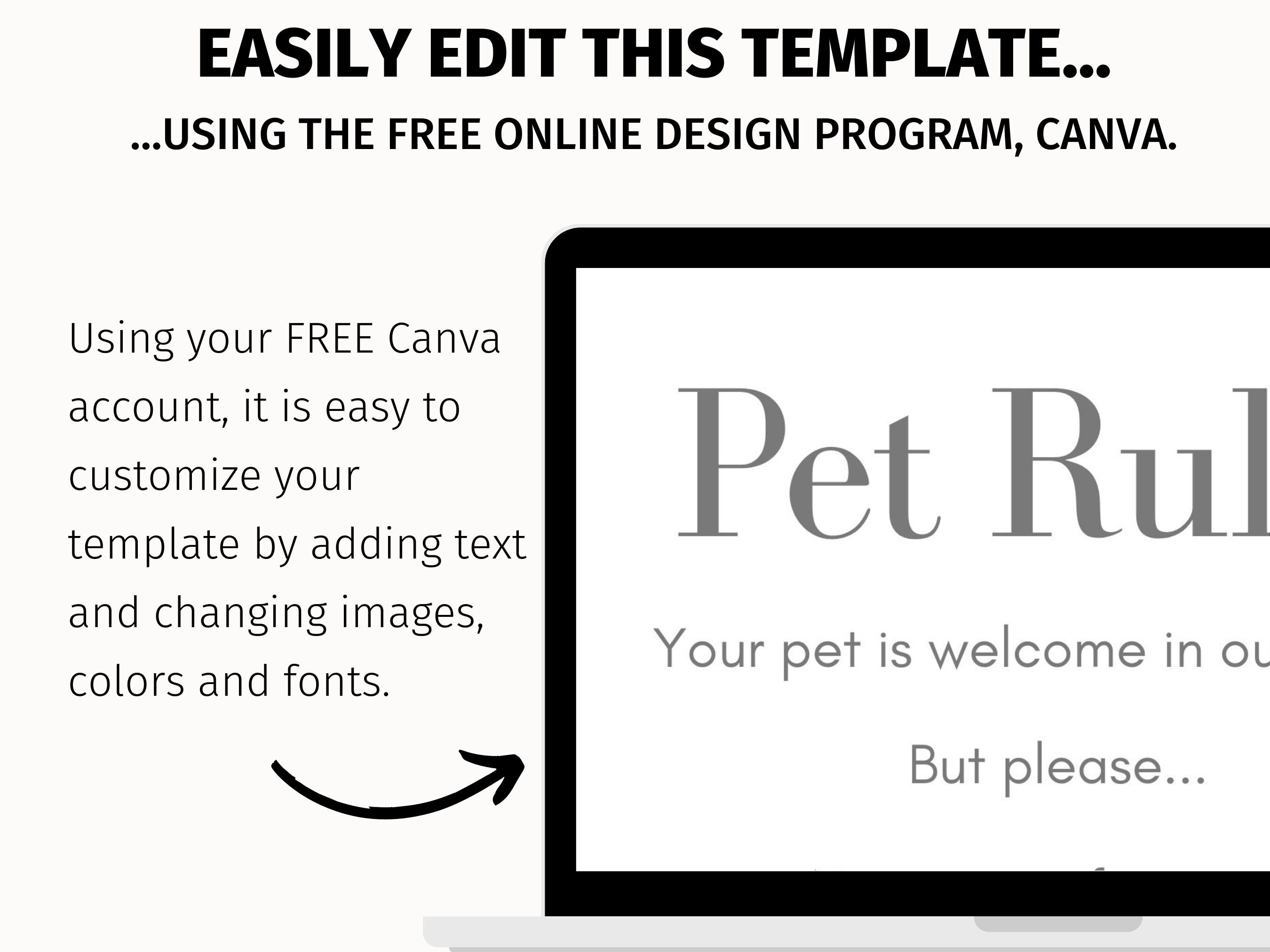 Airbnb Pet Rules Sign Template, Editable Airbnb Pet Sign, Airbnb Rules
