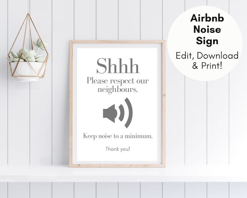 Airbnb Quiet Please Sign Airbnb Noise Rules Sign Airbnb Template Airbnb