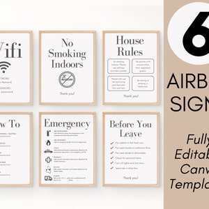 Airbnb Sign Bundle of 6 | Airbnb Signage | Signs for Rental Home | Wifi Sign | Airbnb Welcome Signs | Airbnb template | Airbnb Host