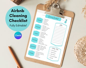 Airbnb-schoonmaakchecklist | Airbnb-sjabloon | Airbnb-schoonmaakschema | Schoonmaakplanner | Reinigingsformulier | Airbnb-host | Reiniging afdrukbaar
