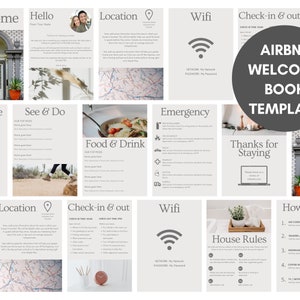 Libro de bienvenida de Airbnb / Plantilla de Airbnb / Libro guía de Airbnb / Libro de visitas de Airbnb / Guía para huéspedes de casas de alquiler vacacional / Plantillas de casas de alquiler
