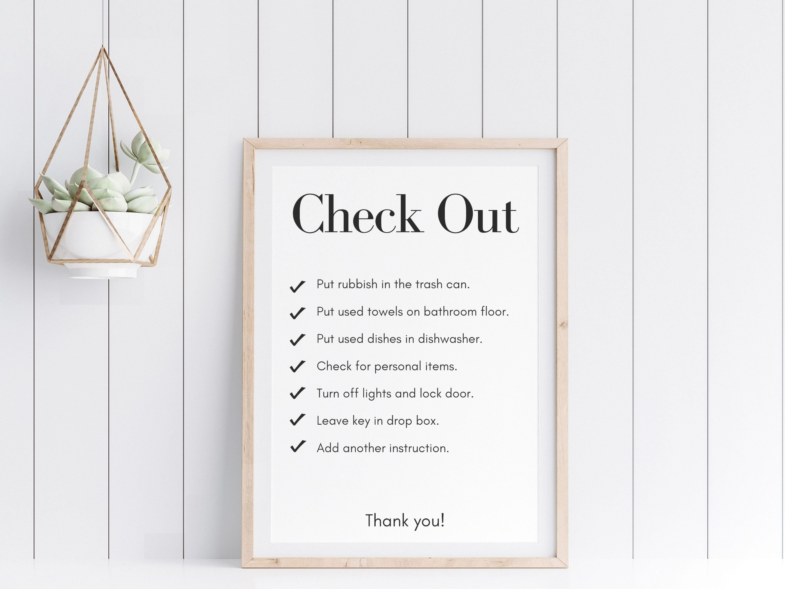 Airbnb Check Out Sign Template, Airbnb Check Out List, Airbnb Guest