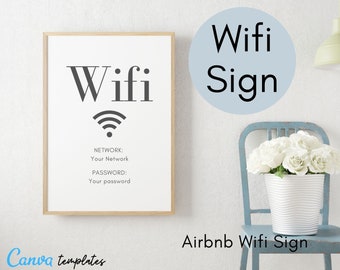 Airbnb Wifi Sign Template | Printable Airbnb Wifi Sign | Airbnb Signage | Signs for Rental Home | Wifi Sign | Airbnb Host