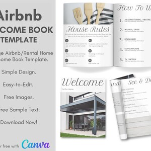 Libro de bienvenida de Airbnb / Plantilla de Airbnb / Libro guía de Airbnb / Libro de visitas de Airbnb / Guía de huéspedes de casas de alquiler vacacional / Plantilla de casas de alquiler