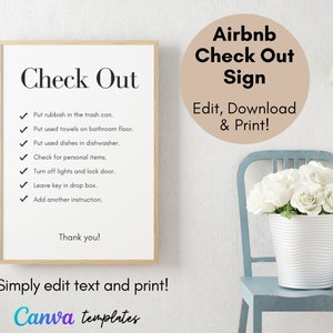 Szablon znaku „Wymeldowanie Airbnb”, Lista wymeldowań Airbnb, Wymeldowanie gości Airbnb, Znaki Airbnb, Oznakowanie, Airbnb do druku, Powitanie Airbnb, Gospodarz