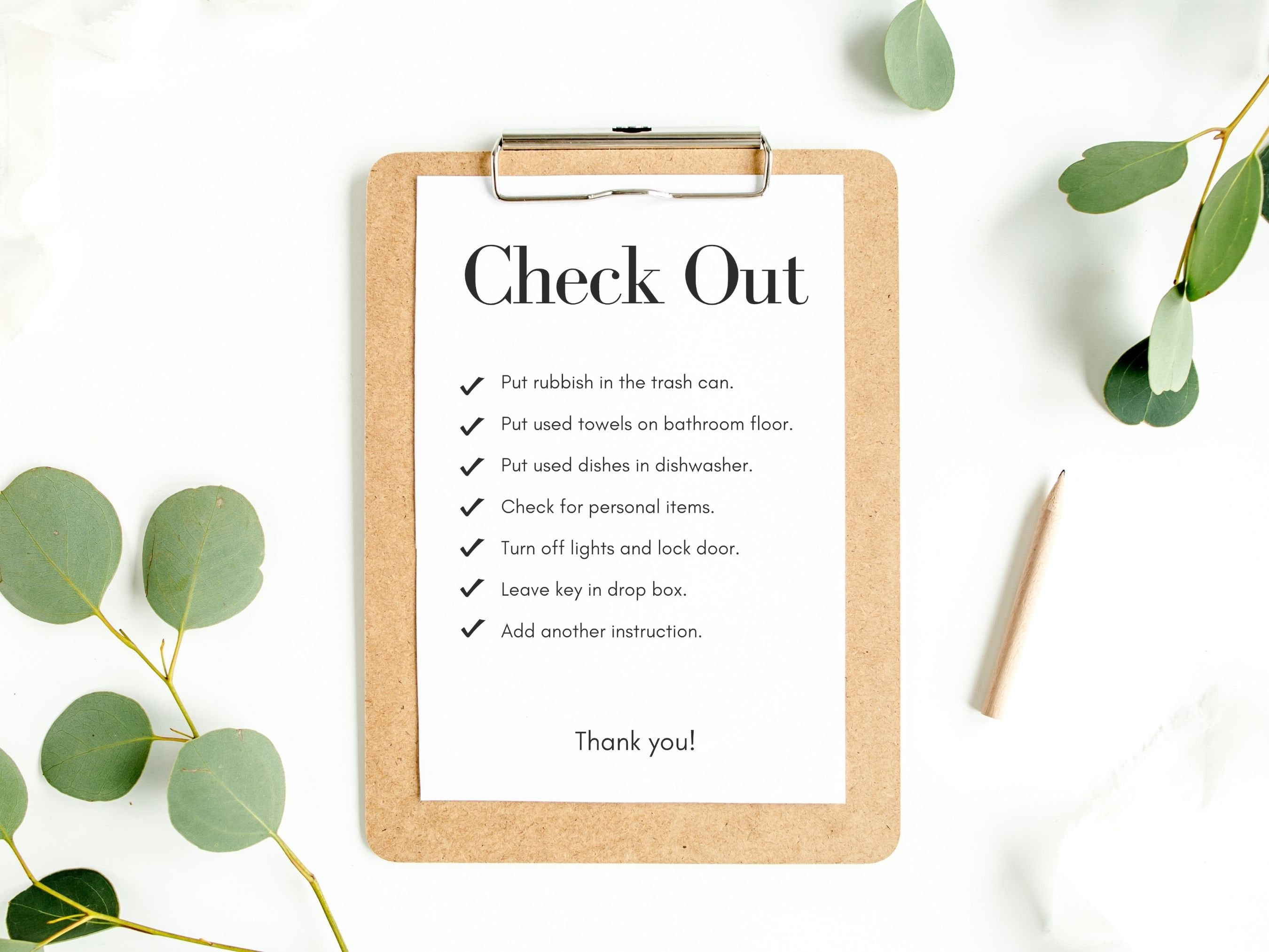 Airbnb Check Out Sign Template, Airbnb Check Out List, Airbnb Guest