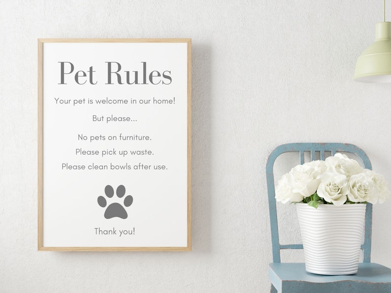 Airbnb Pet Rules Sign Template, Editable Airbnb Pet Sign, Airbnb Rules