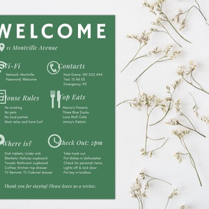 Airbnb Welcome Sign | Airbnb Template | Vacation Rental Printable | Editable Template | Airbnb Poster | House Rules | Wifi | Airbnb Signs
